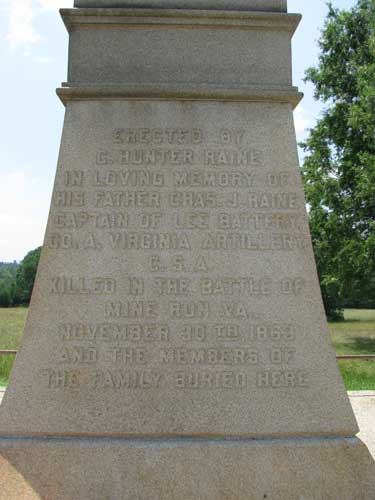 Raine Monument Appomattox VA